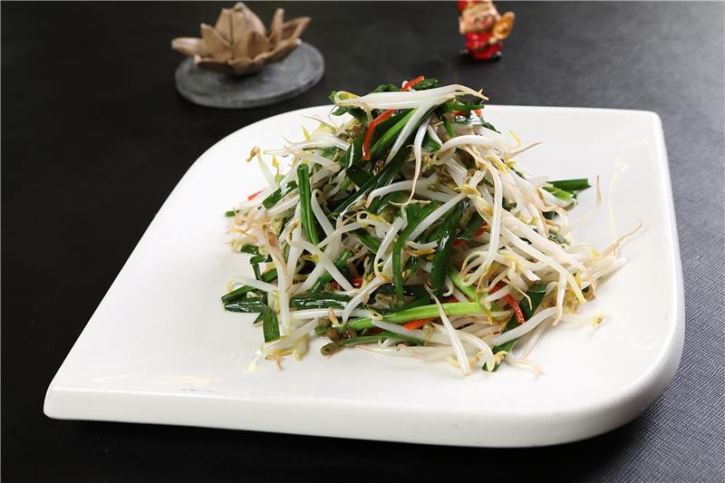 笨绿豆芽炒韭菜