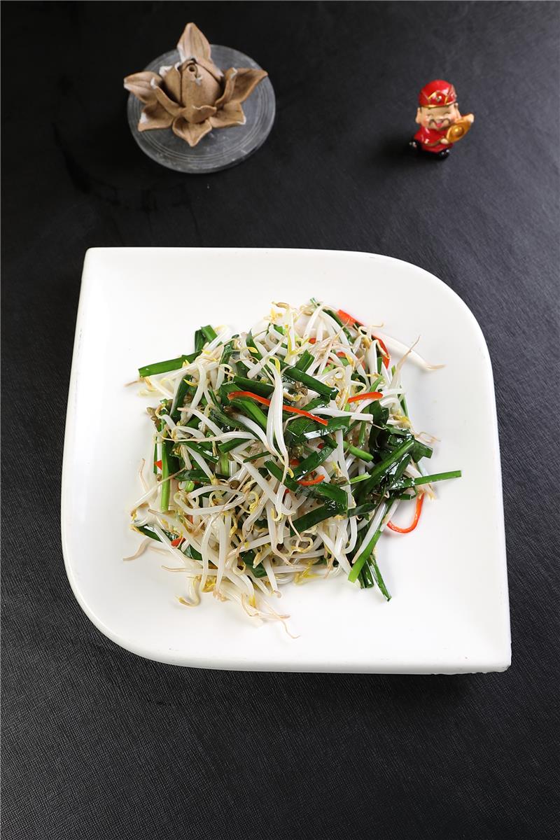 笨绿豆芽炒韭菜