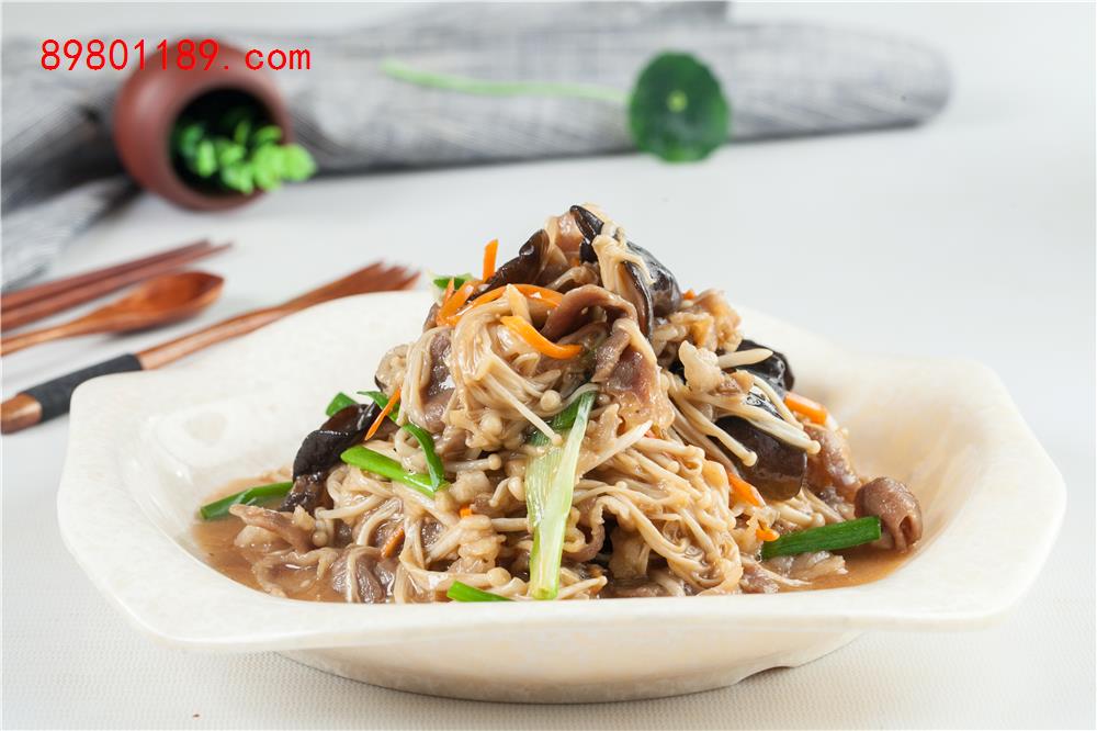 羊肉片爆金针菇-