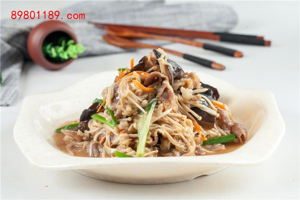 羊肉片爆金针菇-