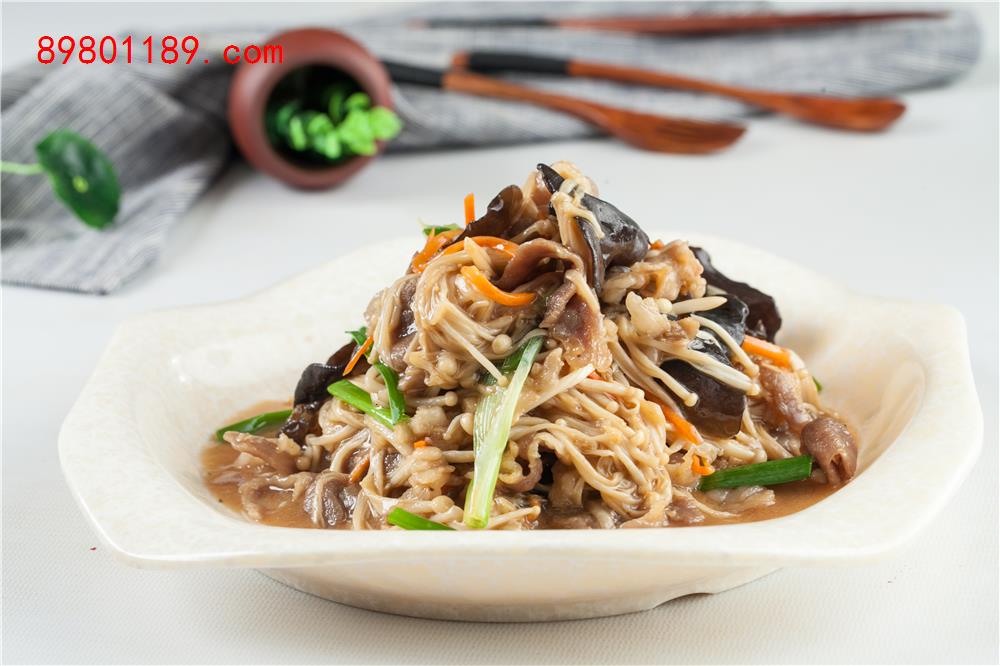羊肉片爆金针菇-