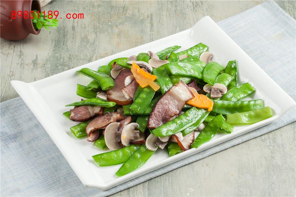 荷兰豆腊肉口磨-