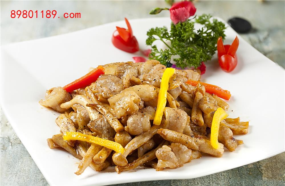 黑椒什菌炒爽肉